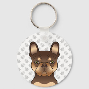 Chocolade En Lichtbruine Franse Bulldog Zacht Hond Sleutelhanger