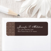 Chocolade en Mocha Damask Retouradres Label (Insitu)