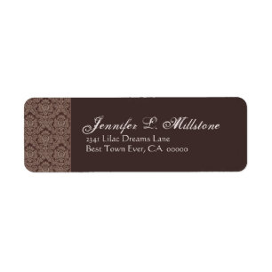 Chocolade en Mocha Damask Retouradres Label