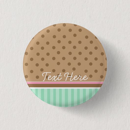 chocolade en muntpatter: knoopbadge ronde button 3,2 cm (Voorkant)