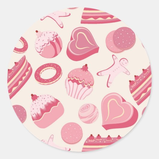 Chocolade- en pasteipatroon 2 ronde sticker (Voorkant)