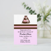 Chocolade en Roze Bruidsdouche Kaart (Staand voorkant)