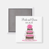 Chocolade en Roze bruiloft sparen de Datum Magneet (Voorkant / Achterkant)