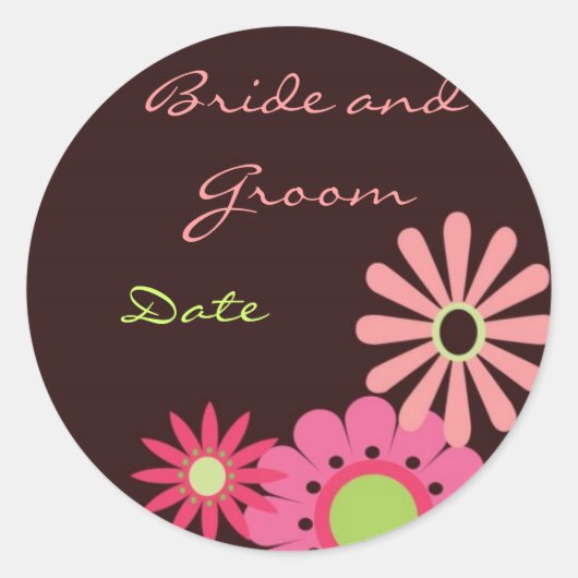 Chocolade en roze bruiloft Sticker (Voorkant)