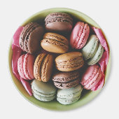 Chocolade en Roze Macaroon Koelkast Magnet (Voorkant)