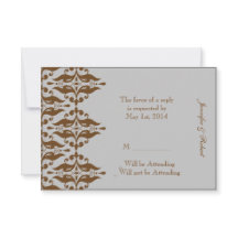 Chocolade en Silver Damask-reactiekaart