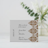 Chocolade en Silver Damask sparen de Datum Kaart (Staand voorkant)