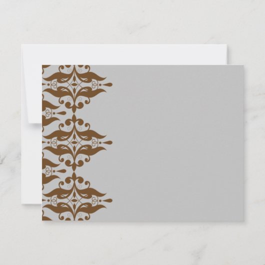 Chocolade en Silver Damask sparen de Datum Kaart (Achterkant)