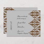 Chocolade en Silver Damask sparen de Datum Kaart (Voorkant / Achterkant)