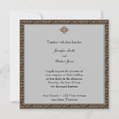 Chocolade en Silver Damask Wedding Invitation Kaart (Voorkant)