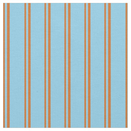 Chocolade en Sky Blue Stripes/Lines Pattern Stof (Close Up)