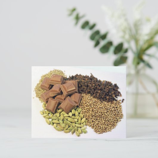 Chocolade en specerijen briefkaart (Staand voorkant)