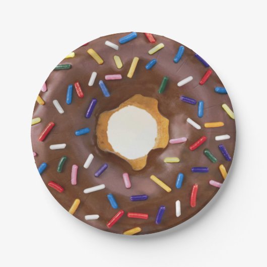 Chocolade en Sprinkle Donut Celebration Papieren Bordje (Voorkant)