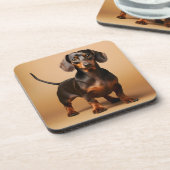 Chocolade en Tan Dachshund Dog Bier Onderzetter (Linkerzijde)