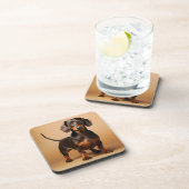 Chocolade en Tan Dachshund Dog Bier Onderzetter (Rechterzijde)