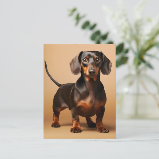 Chocolade en Tan Dachshund Dog Briefkaart (Staand voorkant)