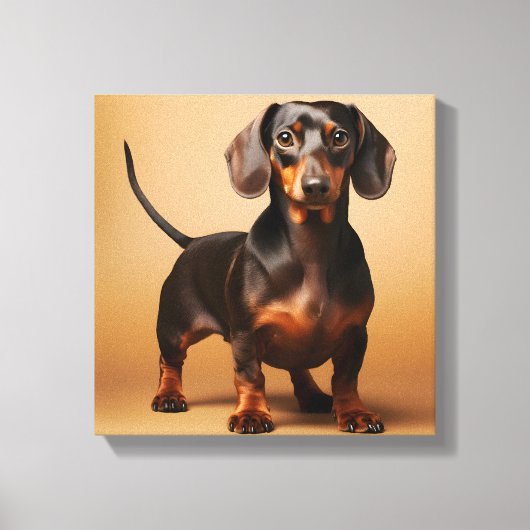 Chocolade en Tan Dachshund Dog Canvas Afdruk (Voorkant)