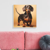 Chocolade en Tan Dachshund Dog Canvas Afdruk (Insitu (Woonkamer))