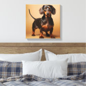 Chocolade en Tan Dachshund Dog Canvas Afdruk (Insitu (Slaapkamer))