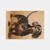 Chocolade en Tan Dachshund Dog Fleece Deken (Voorkant (Horizontaal))