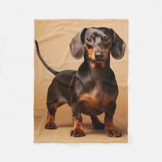Chocolade en Tan Dachshund Dog Fleece Deken (Voorkant)