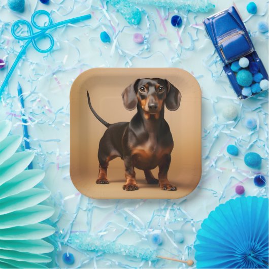 Chocolade en Tan Dachshund Dog Papieren Bordje (Feest)