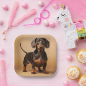 Chocolade en Tan Dachshund Dog Papieren Bordje (Feest)