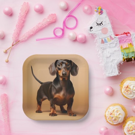 Chocolade en Tan Dachshund Dog Papieren Bordje (Feest)