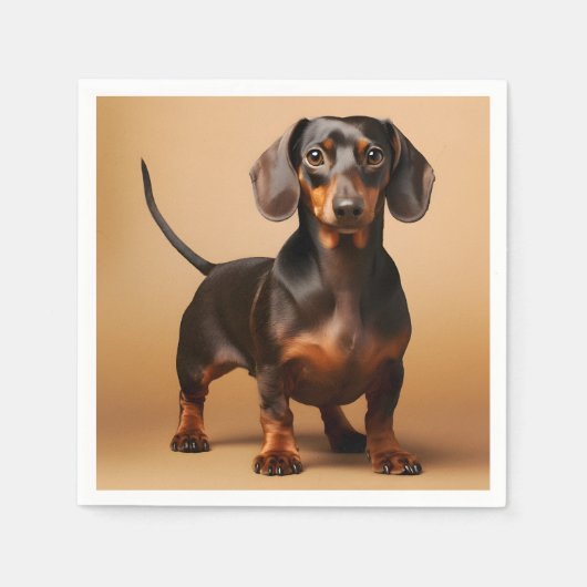 Chocolade en Tan Dachshund Dog Servet (Voorkant)