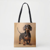 Chocolade en Tan Dachshund Dog Tote Bag (Voorkant)