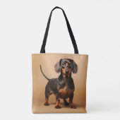 Chocolade en Tan Dachshund Dog Tote Bag (Achterkant)