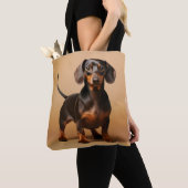 Chocolade en Tan Dachshund Dog Tote Bag (Dichtbij)