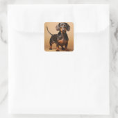 Chocolade en Tan Dachshund Dog Vierkante Sticker (Tas)