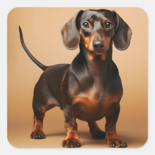Chocolade en Tan Dachshund Dog Vierkante Sticker