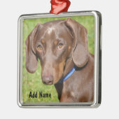 Chocolade en Tan Dachshund - Doxie Metalen Ornament (Links)