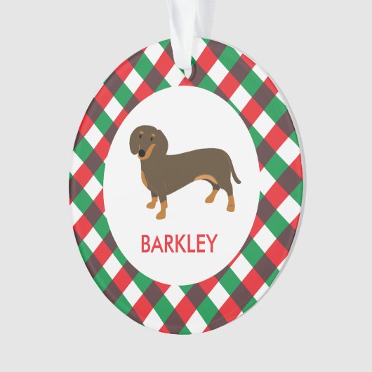 Chocolade en Tan Dachshund Ornament (voorkant)