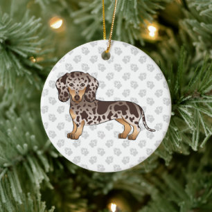 Chocolade en Tan Dapple Short Hair Dachshund Dog Keramisch Ornament