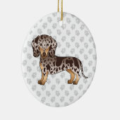 Chocolade en Tan Dapple Short Hair Dachshund Dog Keramisch Ornament (Rechts)