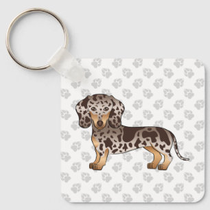 Chocolade en Tan Dapple Short Hair Dachshund Dog Sleutelhanger