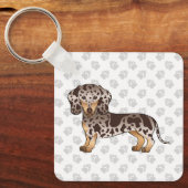 Chocolade en Tan Dapple Short Hair Dachshund Dog Sleutelhanger (Voorkant)