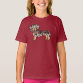 Chocolade en Tan Dapple Smooth Coat Dachshund Dog T-shirt (Voorkant)