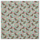 Chocolade en Tan Doxie Fabric - Munt Stof (Swatch)