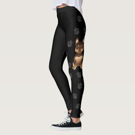 Chocolade en tan Franse Bulldog / Frenchie & Paws Leggings (Links)