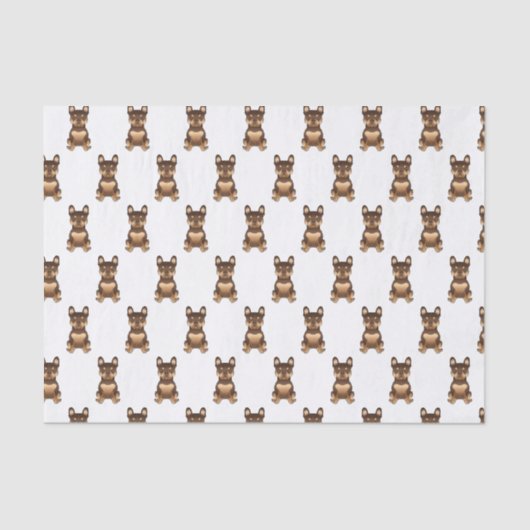 Chocolade en Tan French Bulldog Cute Dog Pattern Tissuepapier (Voorkant)