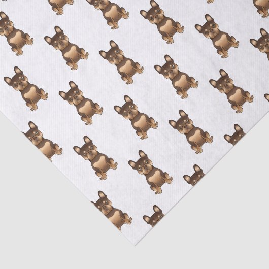 Chocolade en Tan French Bulldog Cute Dog Pattern Tissuepapier (Detail)