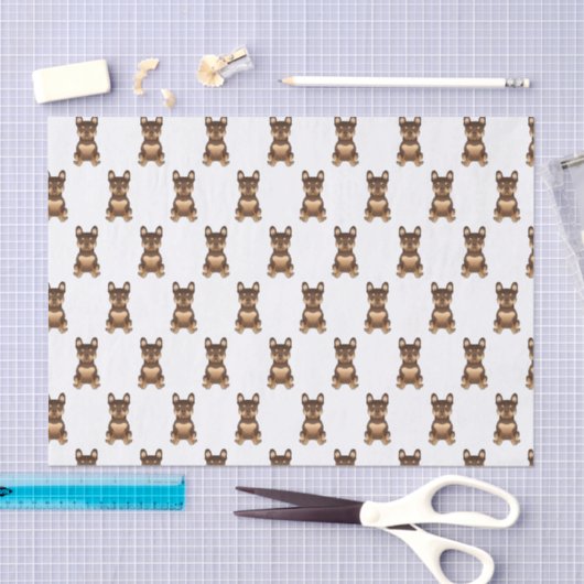Chocolade en Tan French Bulldog Cute Dog Pattern Tissuepapier (Craft)