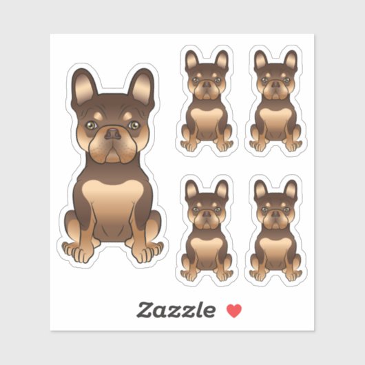 Chocolade en Tan French Bulldog Cute Dog Sticker (Vel)