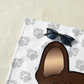 Chocolade en Tan French Bulldog Dog & Name Strandlaken (In situ)