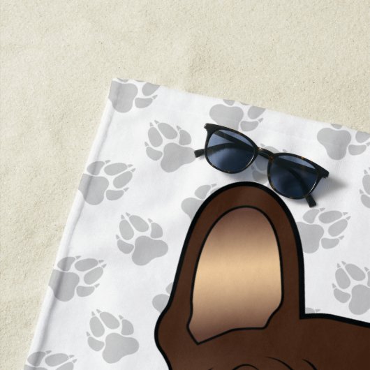 Chocolade en Tan French Bulldog Dog & Name Strandlaken (In situ)