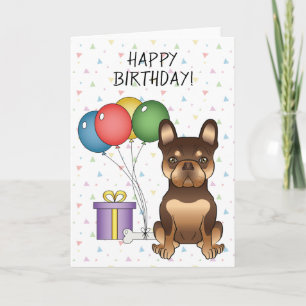 Chocolade en Tan French Bulldog Happy Birthday Kaart